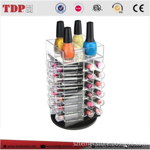 Clear Rotating Women Home Store Booth Cosmetic Organizer Acrylic Lipstick Tower Holder